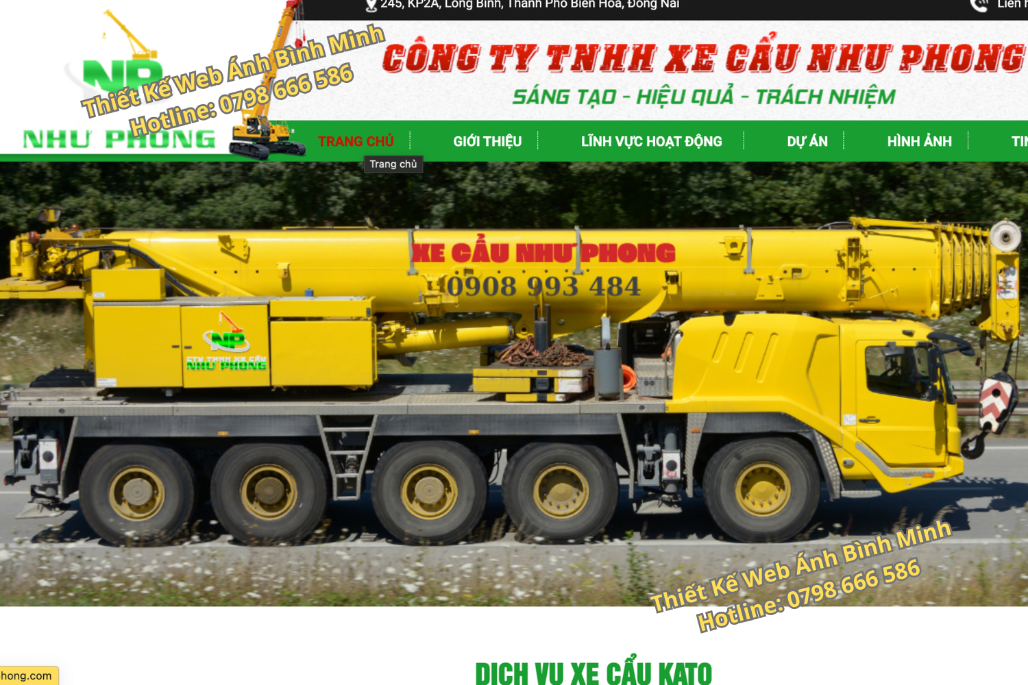 Thiết kế web cho thuê xe cẩu