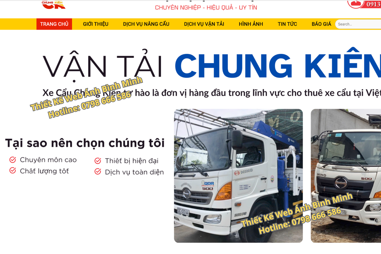 Thiết kế web cho thuê xe cẩu