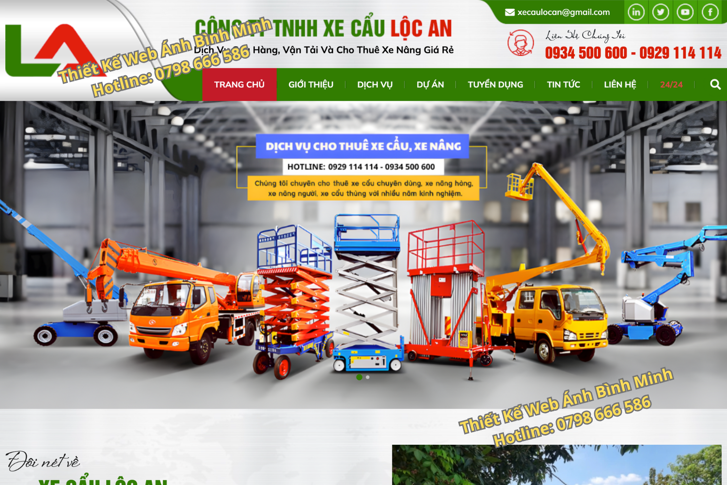 Thiết kế web cho thuê xe cẩu