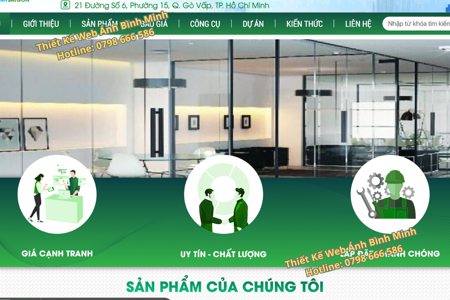 Thiết kế web nhôm kính