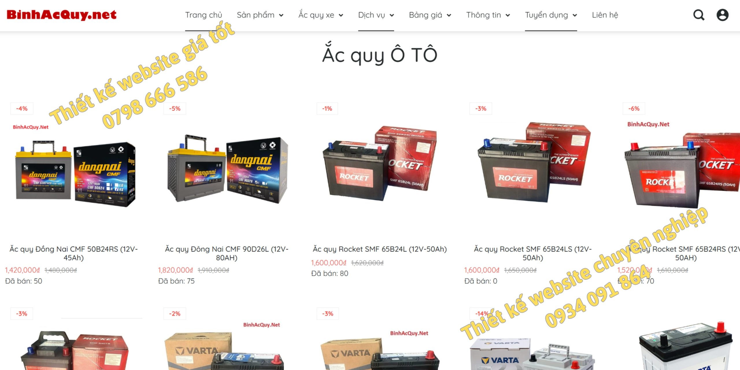 thiết kế website ắc quy