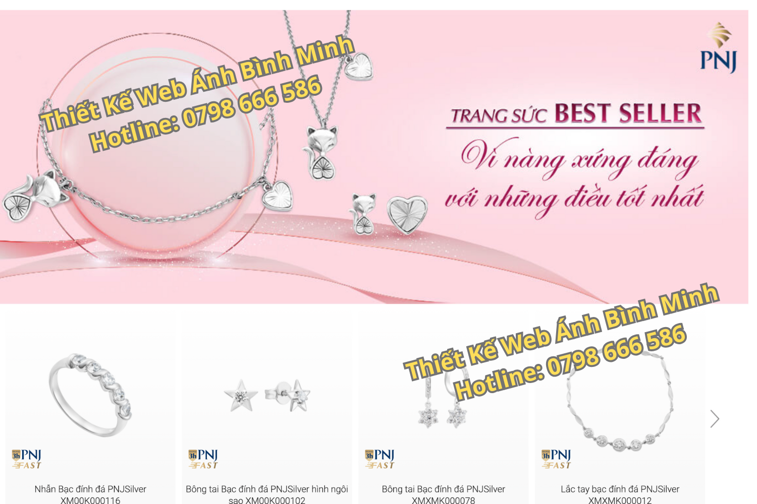 thiết kế website trang sức, nữ trang