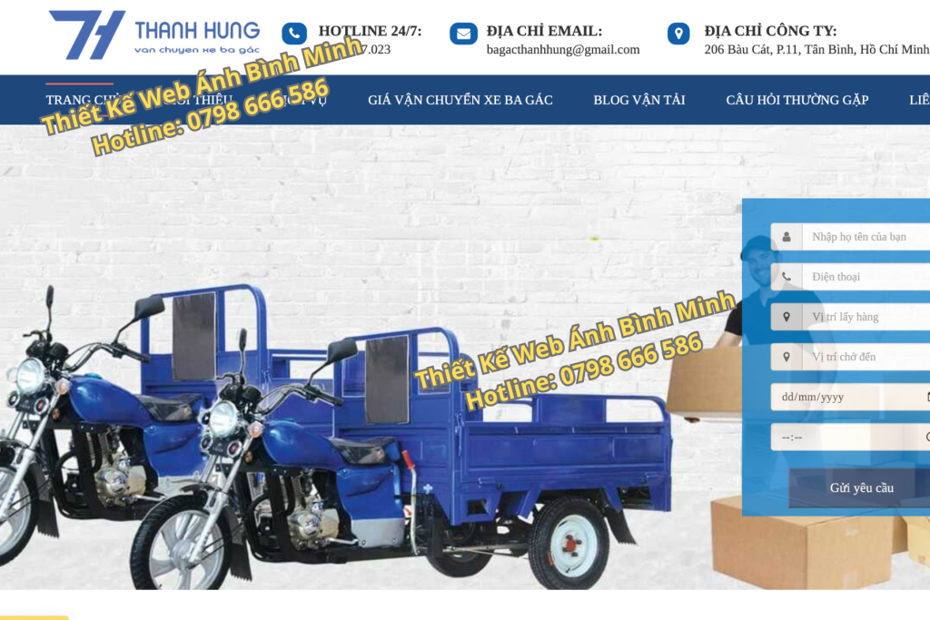 thiết kế website chuyển trọ, xe ba gác