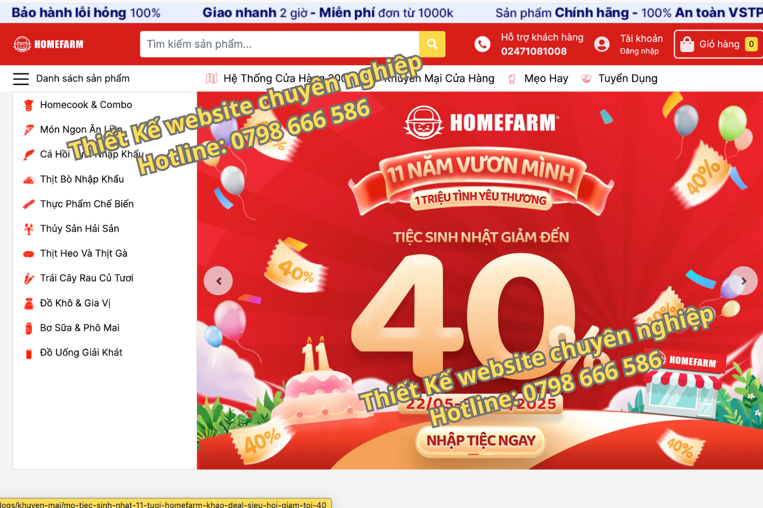 thiết kế web ngành nông sản