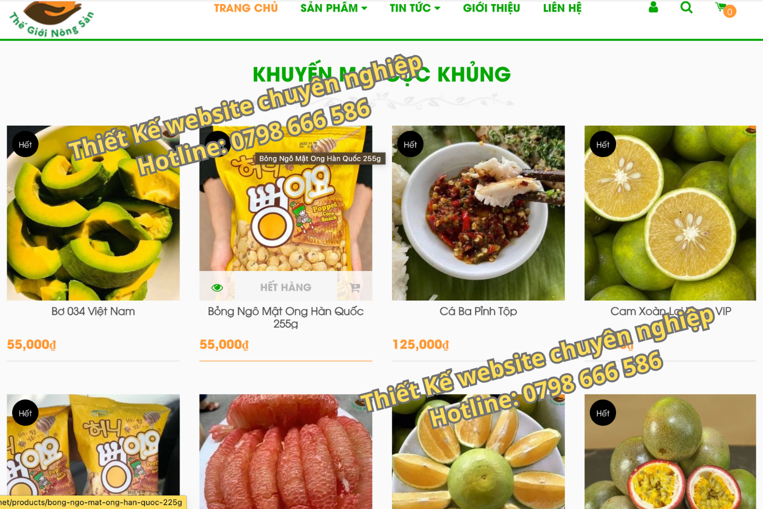 thiết kế web ngành nông sản