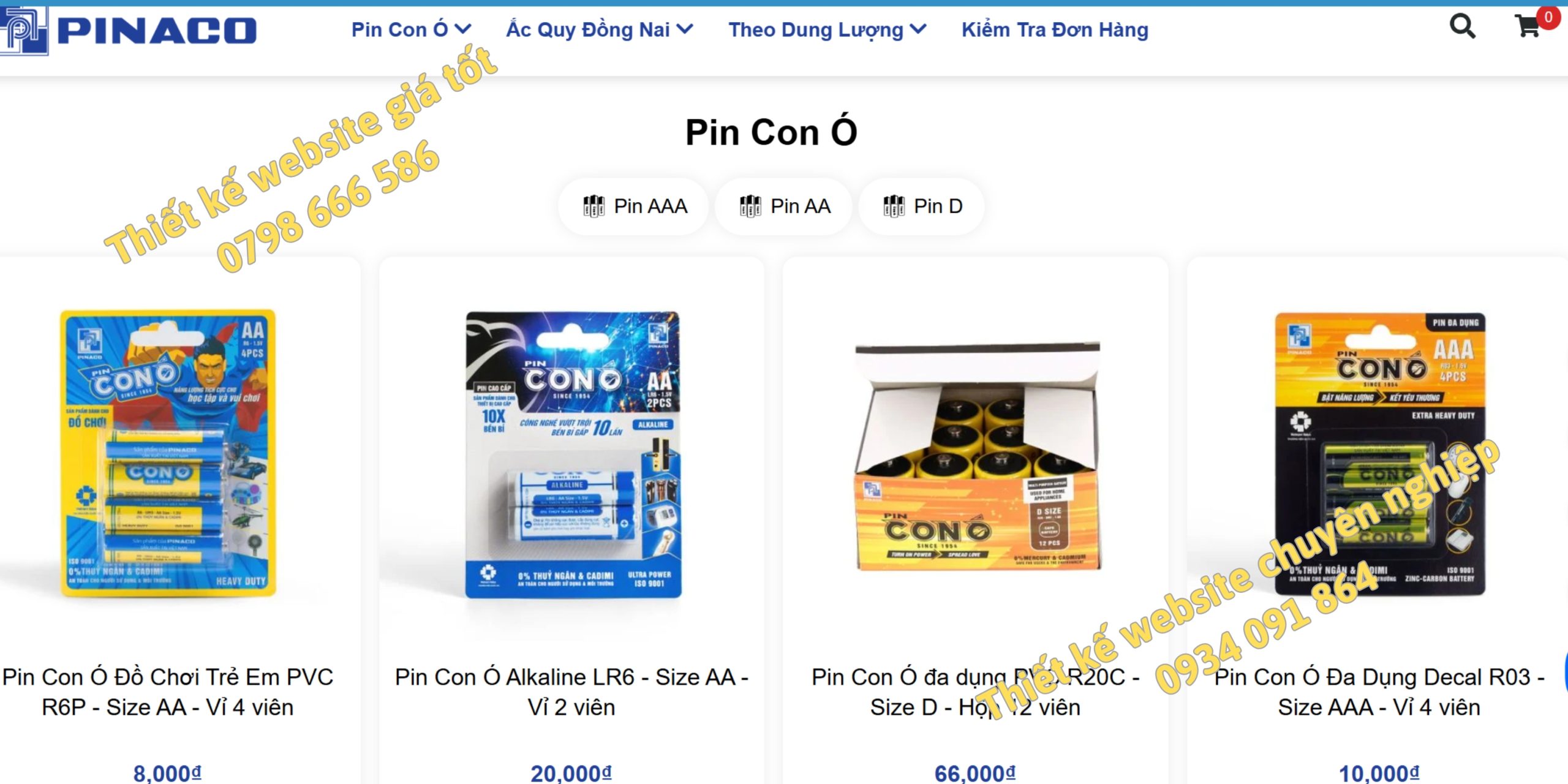 Dịch vụ thiết kế website ắc quy ô tô
