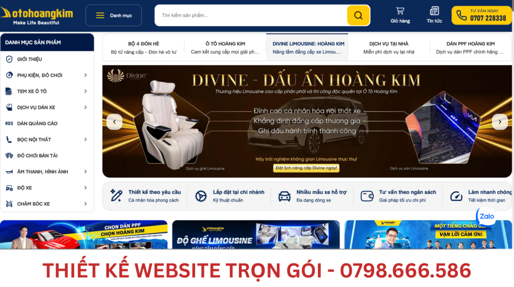 thiết kế web mua bán ô tô