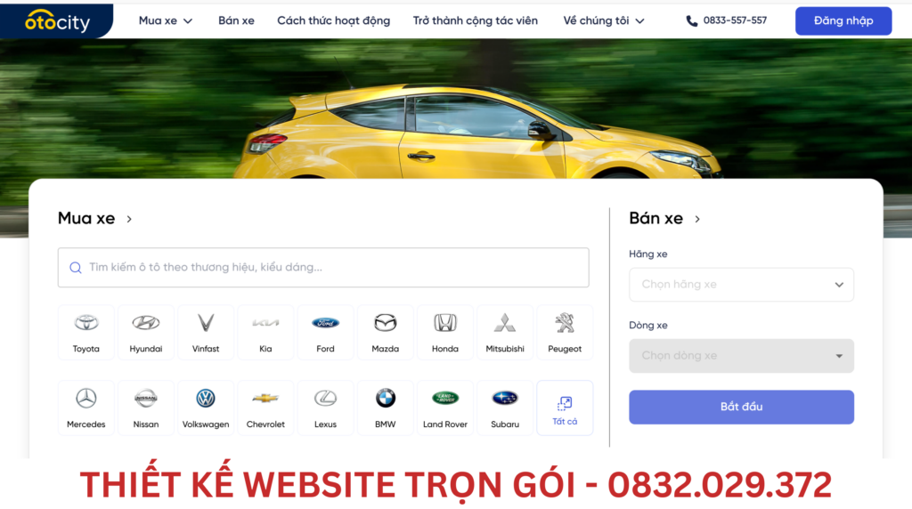thiết kế web mua bán ô tô