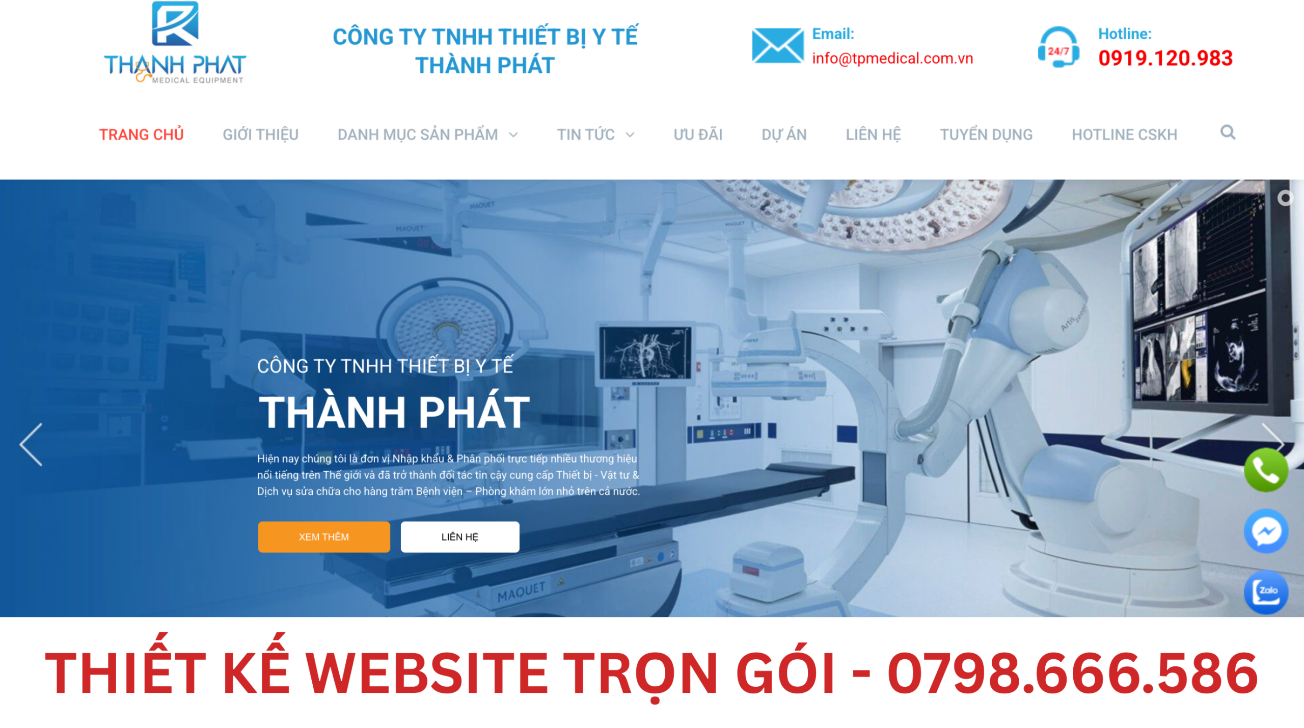 thiết kế web thiết bị y tế