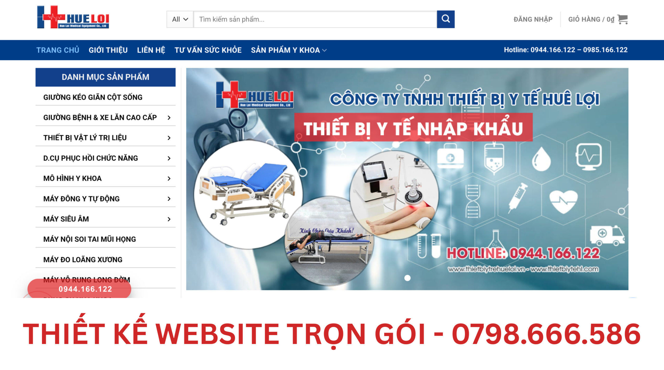 thiết kế web thiết bị y tế