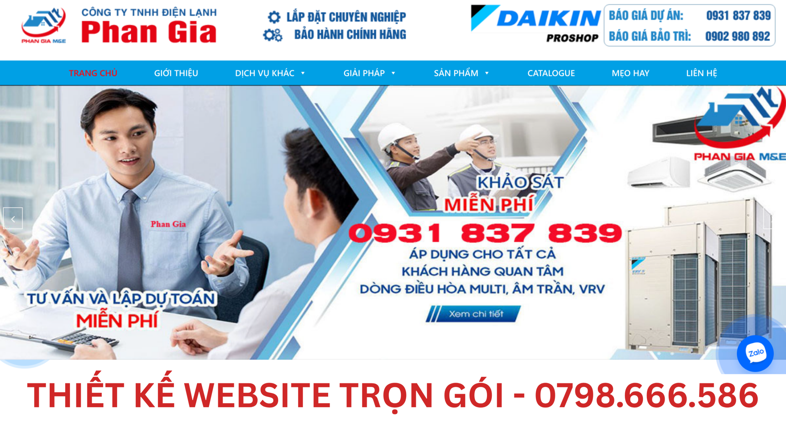thiết kế web điện lạnh