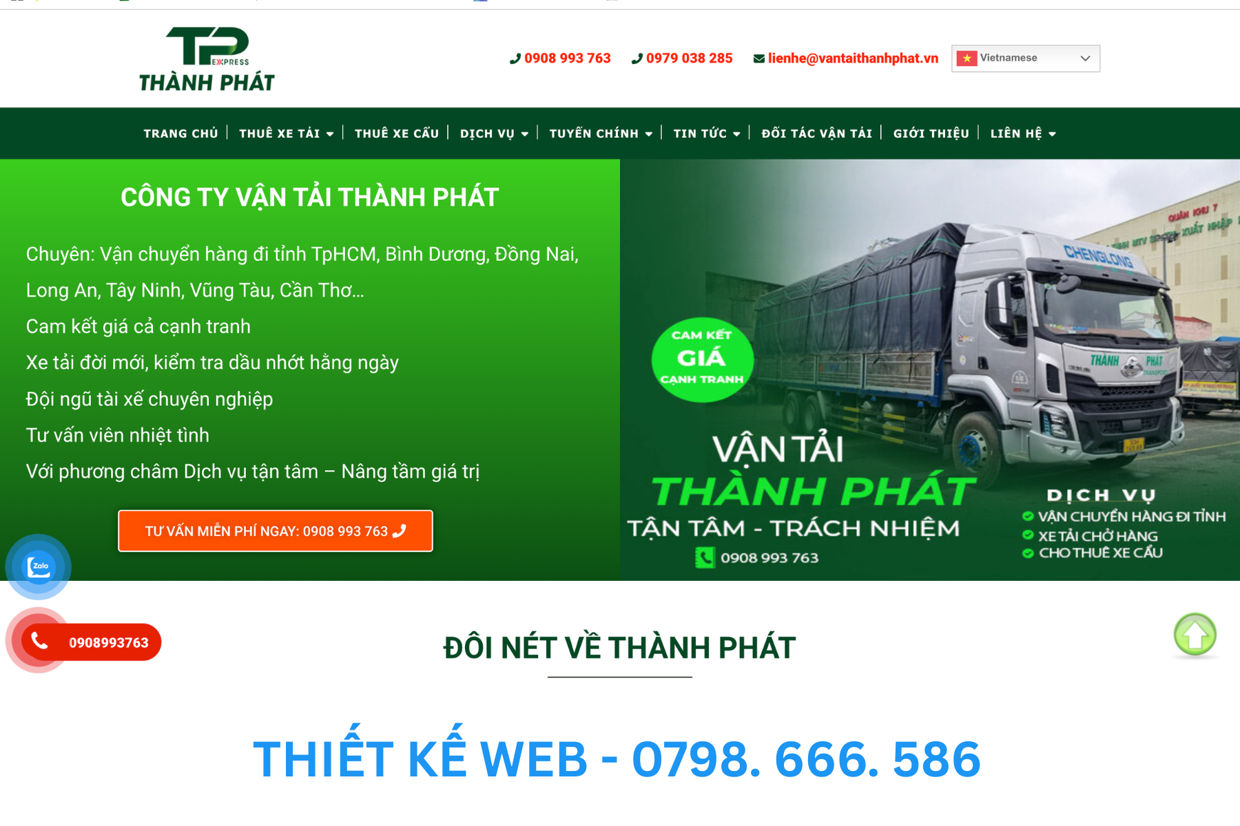 thiết kế web ngành vận tải