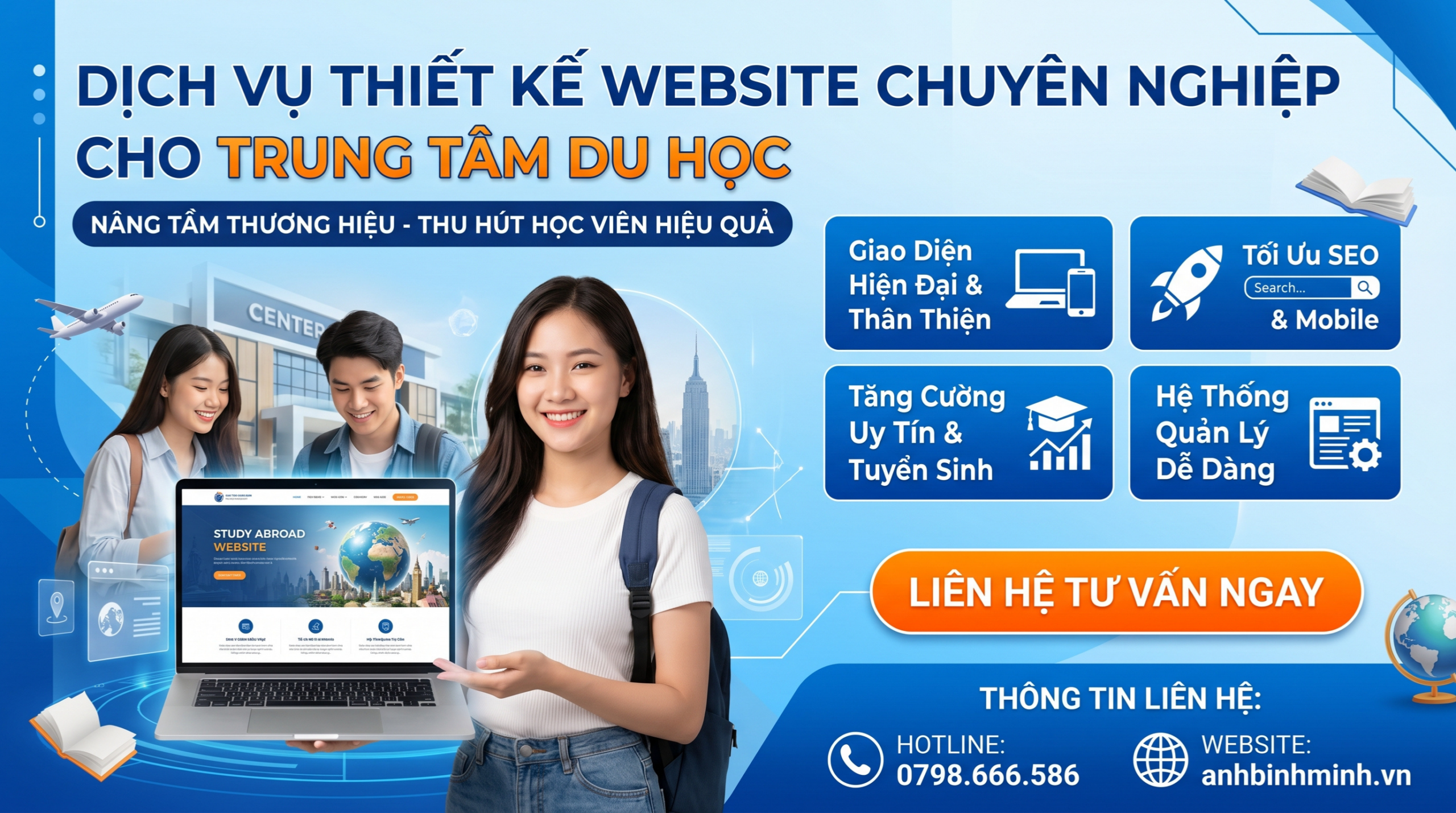 Thiết Kế Web Trung Tâm Du Học | Báo Giá Trọn Gói