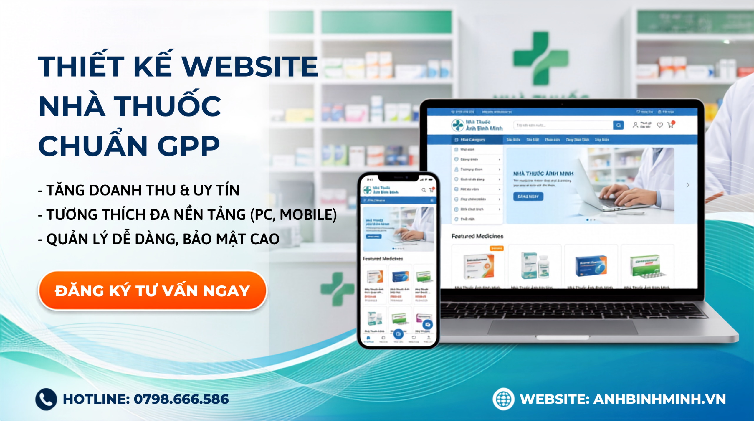 Thiết Kế Web Nhà Thuốc Chuẩn GPP – Tặng Tên Miền Và Hosting