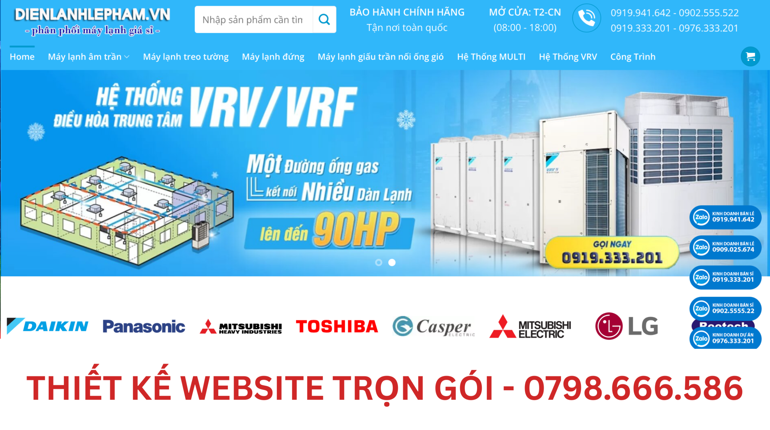 thiết kế web điện lạnh