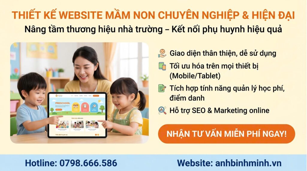 thiết kế web trường mầm non