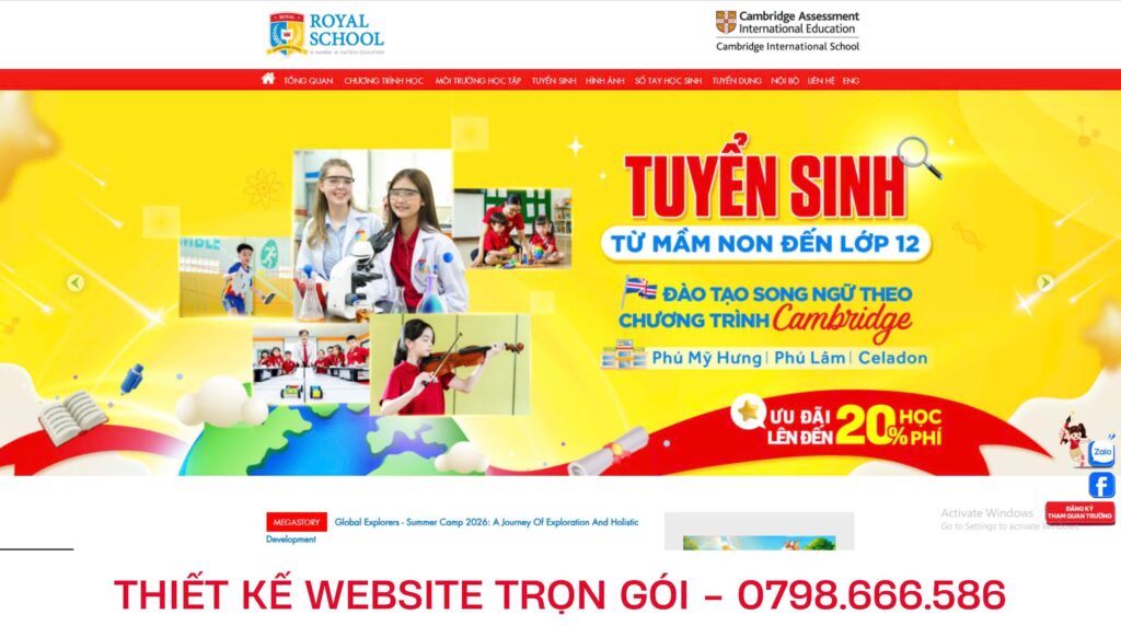 thiết kế web trường mầm non