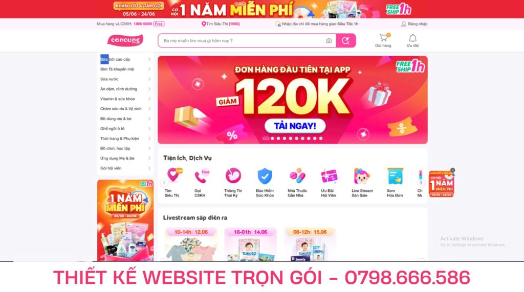 Thiết Kế Web Siêu Thị Mẹ Và Bé