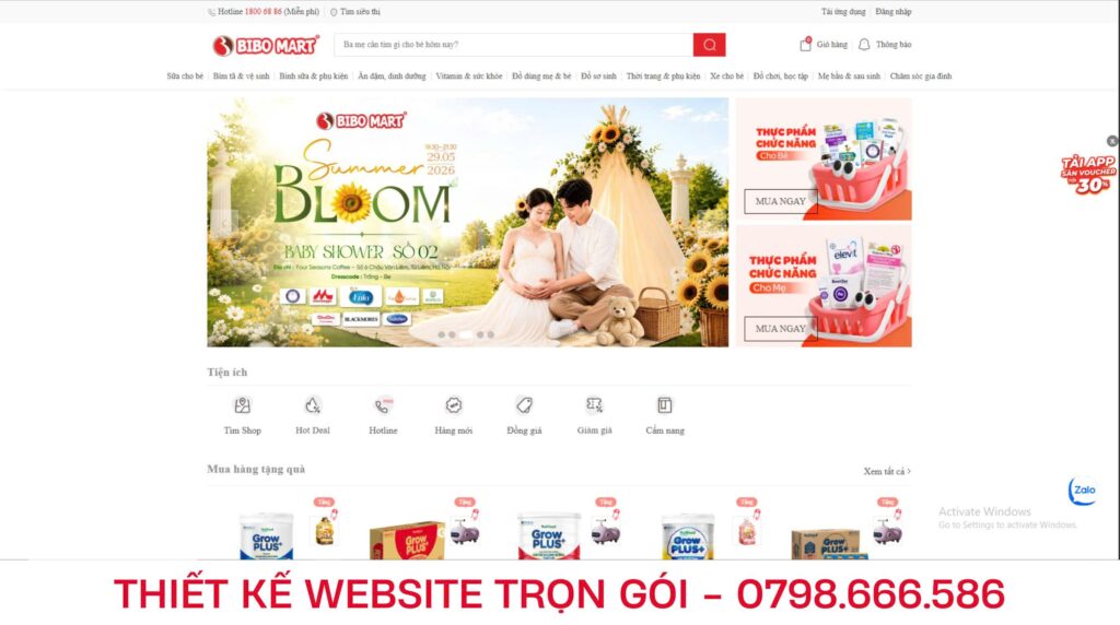Thiết Kế Web Siêu Thị Mẹ Và Bé