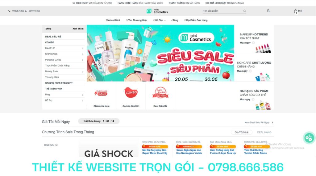 thiết kế web cửa hàng mỹ phẩm