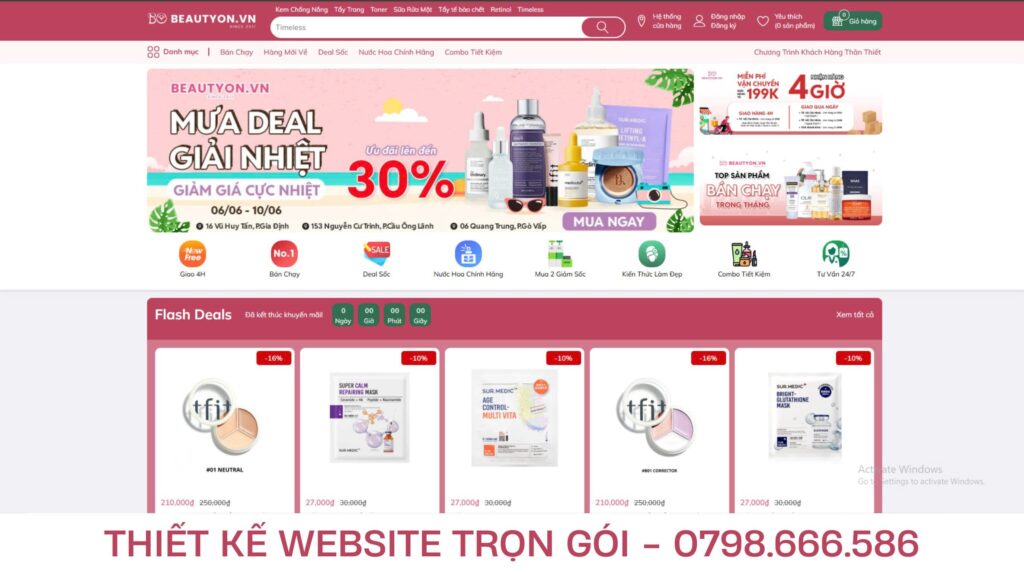 thiết kế web cửa hàng mỹ phẩm