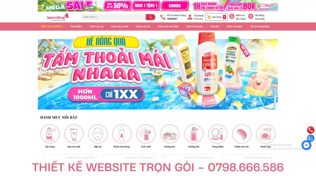 thiết kế web cửa hàng mỹ phẩm
