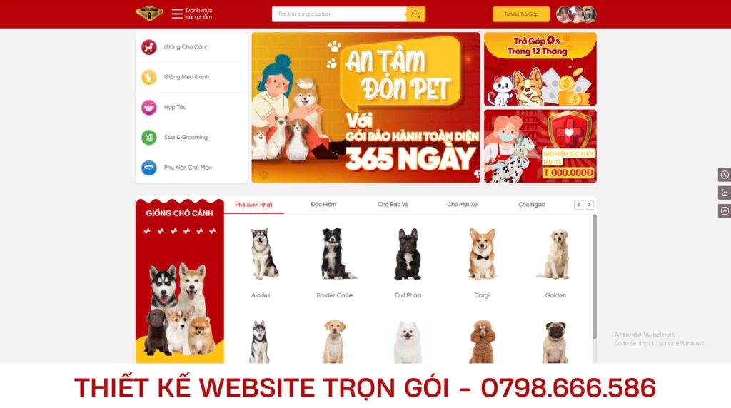thiết kế web cửa hàng thú cưng