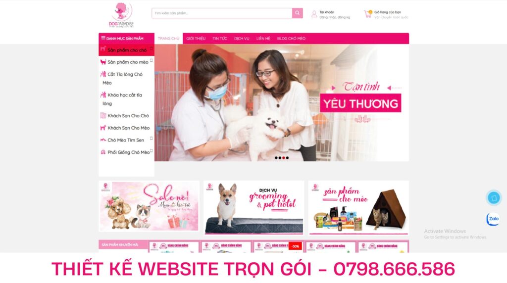 thiết kế web cửa hàng thú cưng