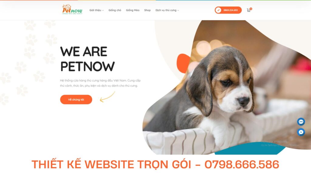 thiết kế web cửa hàng thú cưng