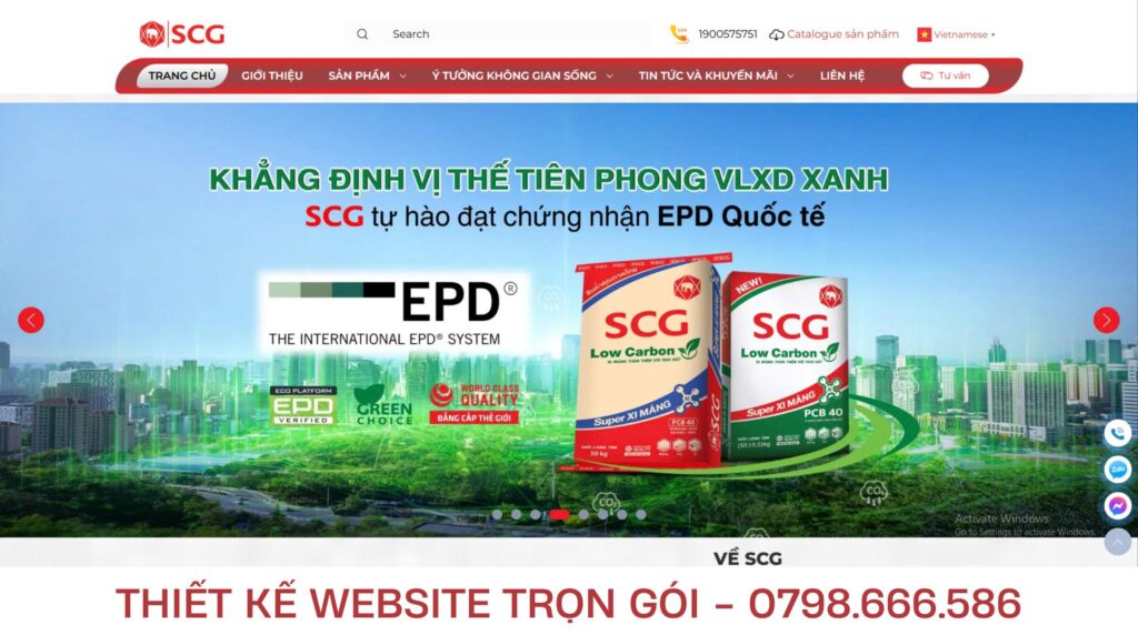 thiết kế web cửa hàng vật liệu xây dựng