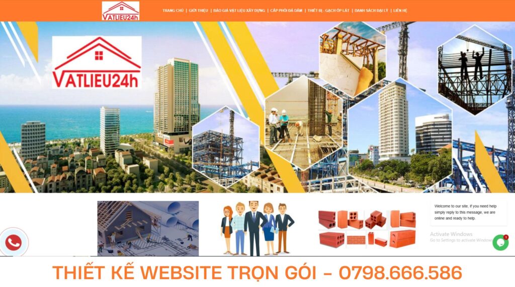thiết kế web cửa hàng vật liệu xây dựng