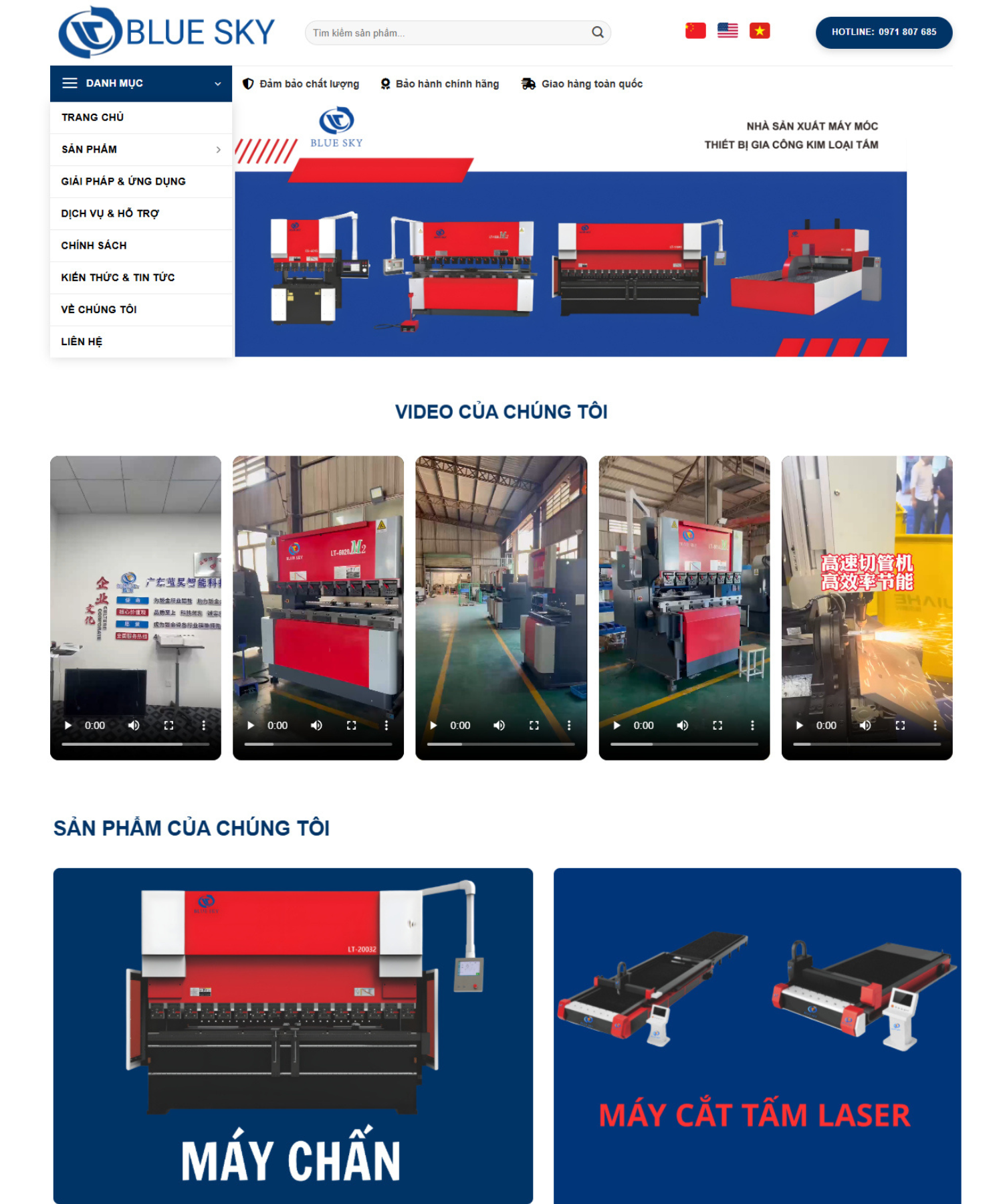 DỰ ÁN WEBSITE - BLUSKY MACHINERY