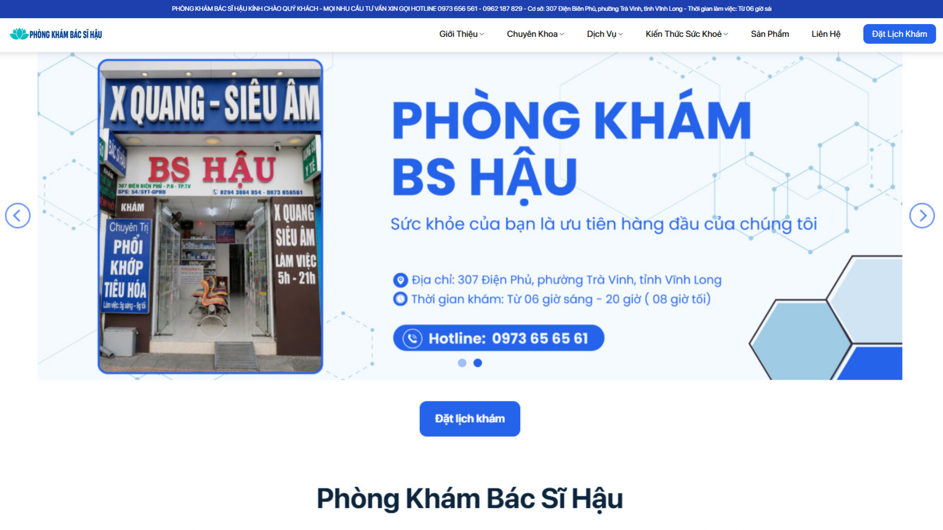DỰ ÁN WEBSITE - PHÒNG KHÁM BÁC SĨ HẬU